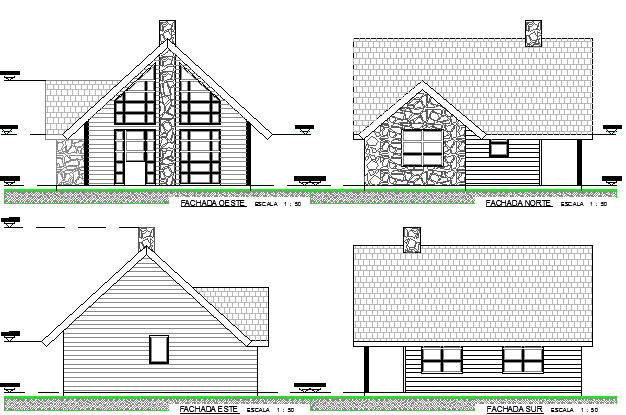 Small House Architecture Design and Main Elevation dwg file