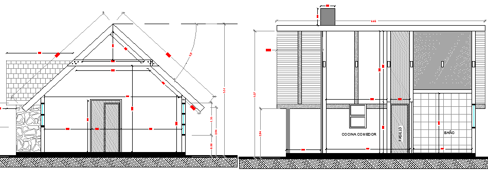 Small House Architecture Design and Section Details dwg file