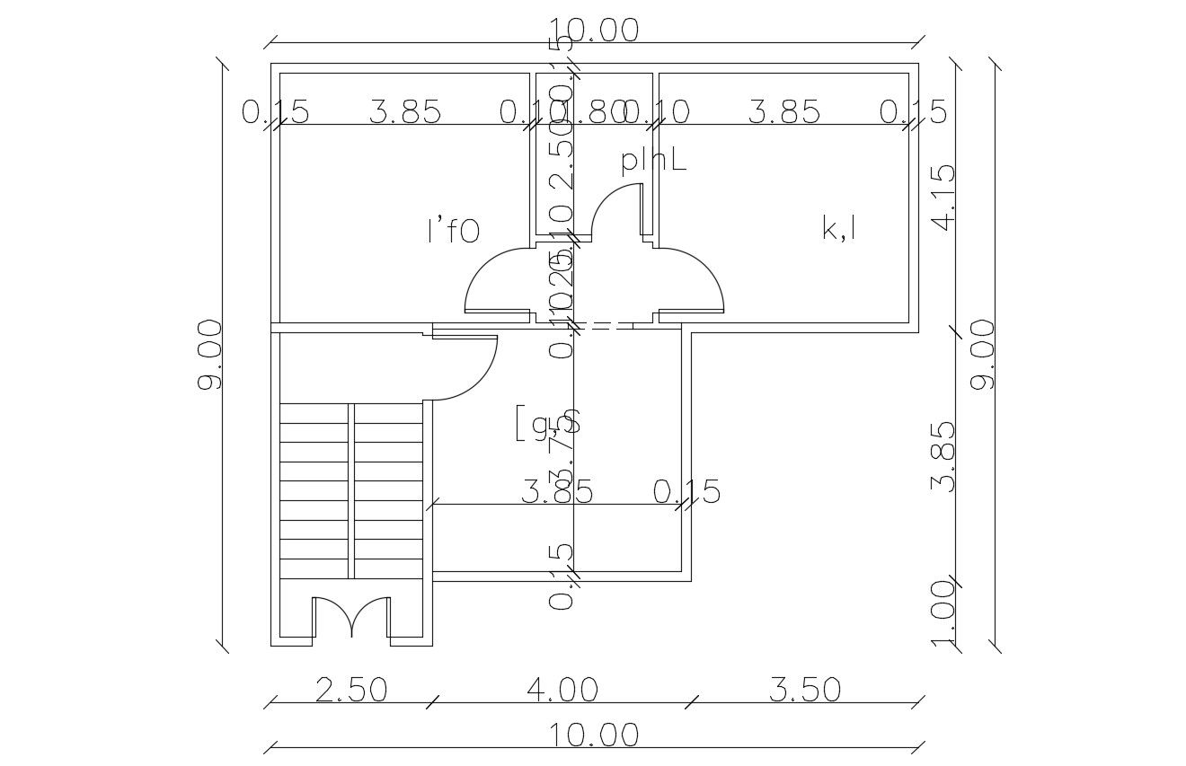 Small House Building Planning With Dimension AutoCAD Drawing