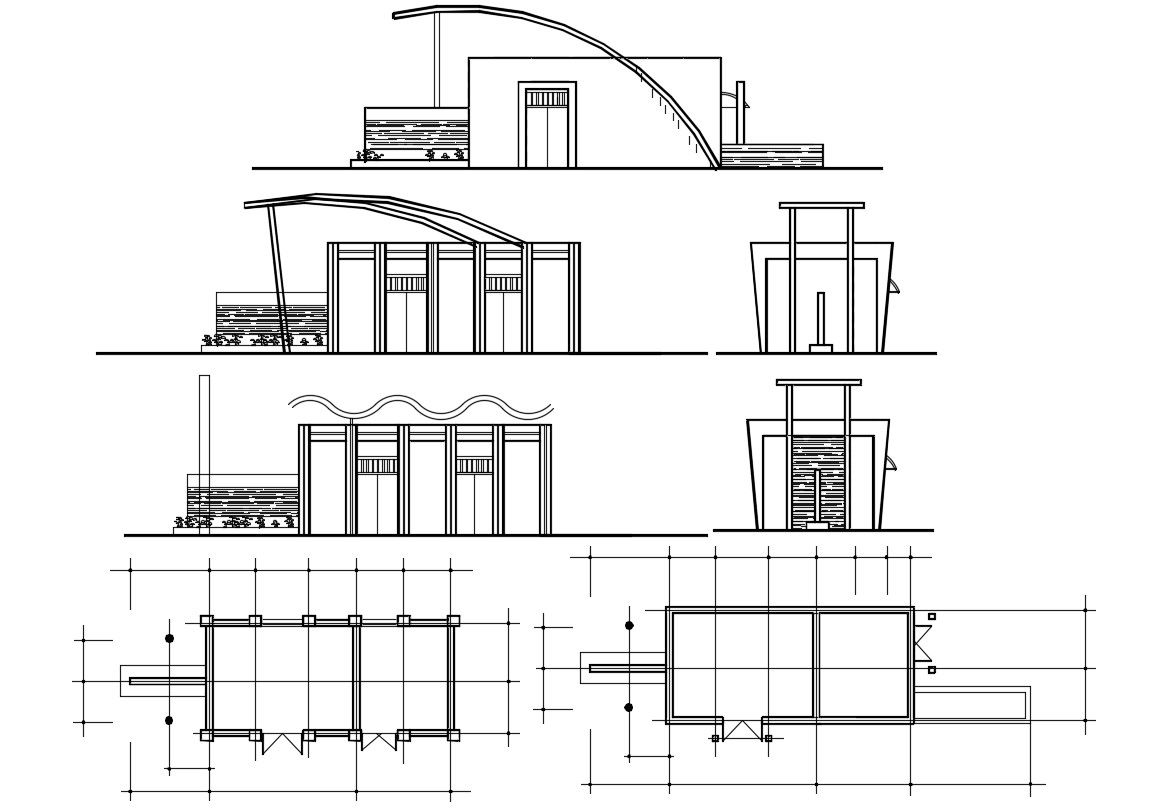 Small Residential Building Modern Elevation,CAD File