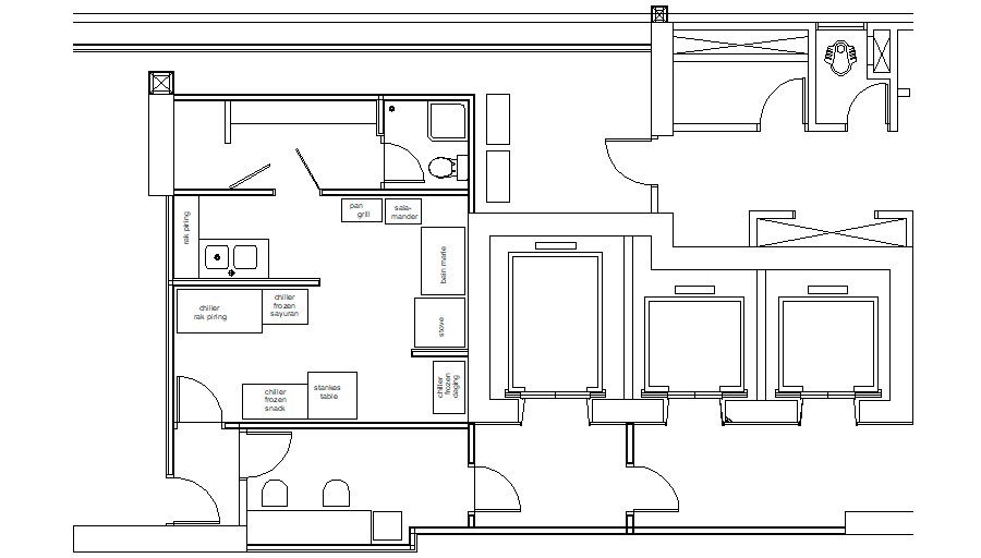 Small Restaurant Kitchen CAD Plan AutoCAD File DWG Layout Design