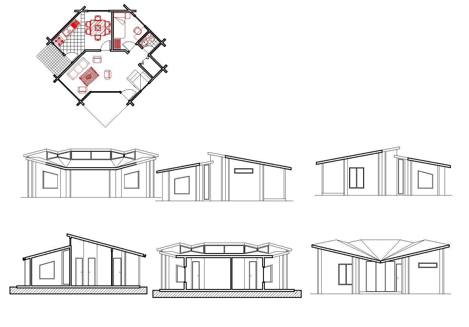 Small house plan autocad file