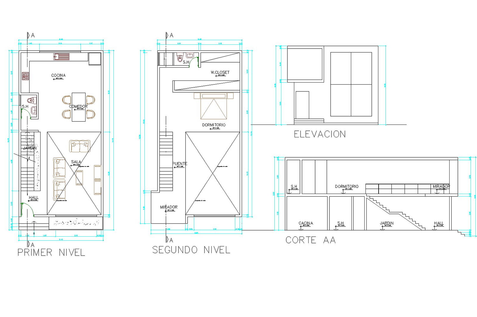 Small house plan dwg file