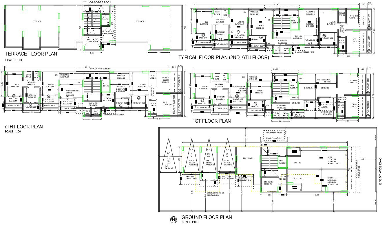 Small 1 BHK Apartment Plan AutoCAD File
