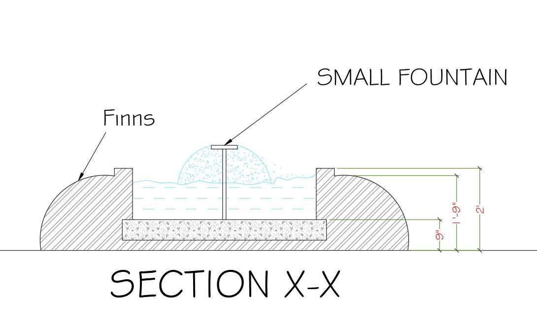 Small Fountain Section CAD Drawing Download Free DWG File