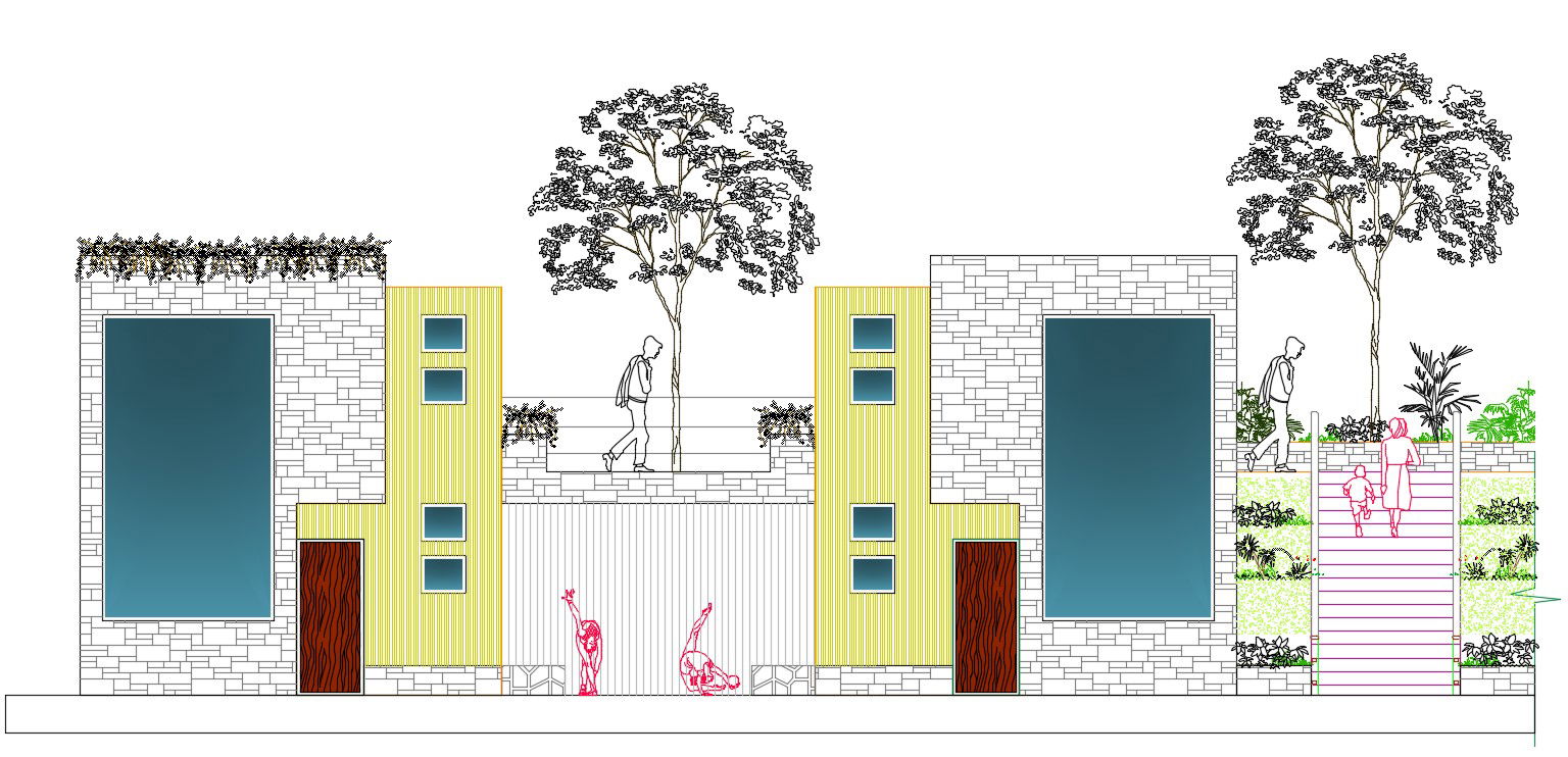 Small House Building Elevation Design Download DWG File