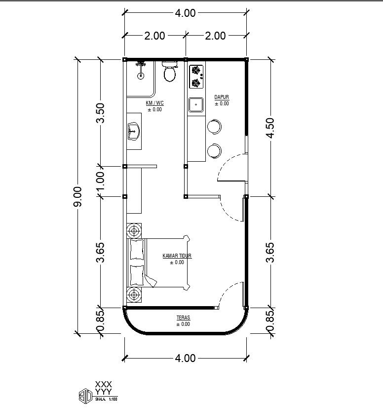 Small Home Layout DWG File with Architectural Plan