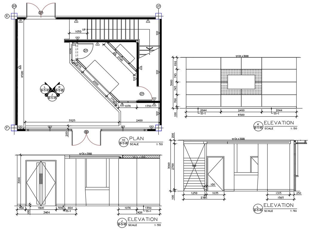 Small Office Interior Design DWG File
