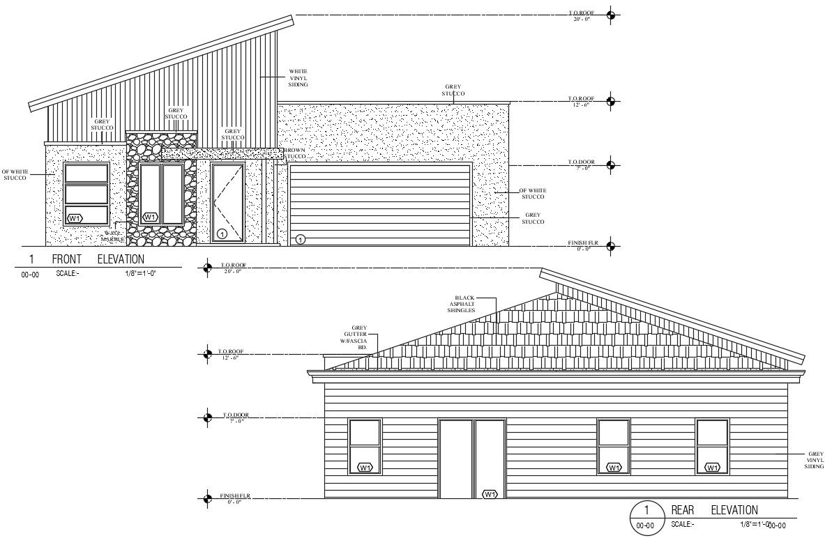 Small house elevation cad design is given in this cad file. Download this 2d cad file now.