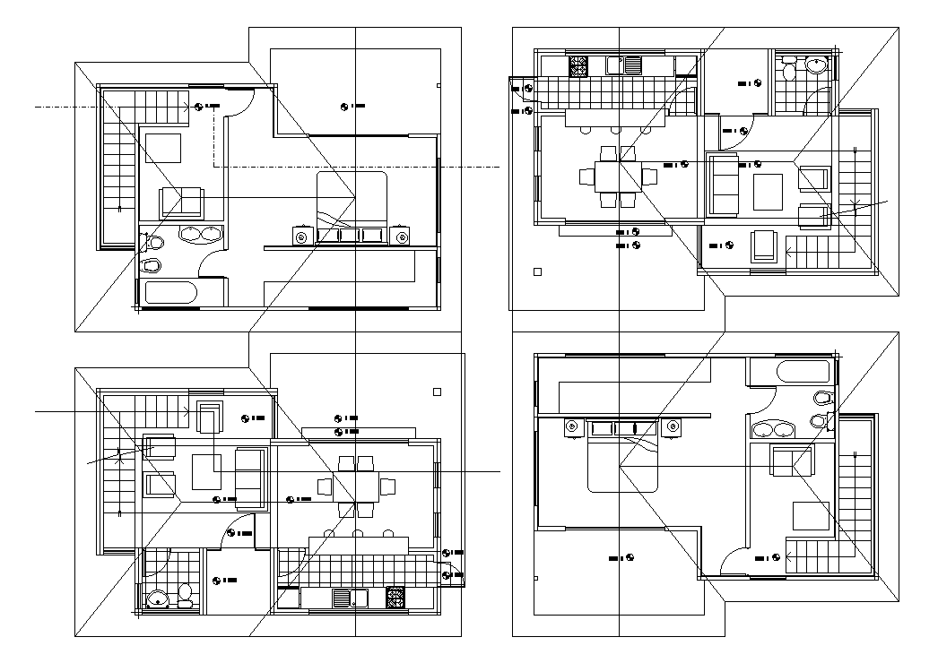 Small modern house design cad drawing is given in this cad file. Download this 2d cad file now.