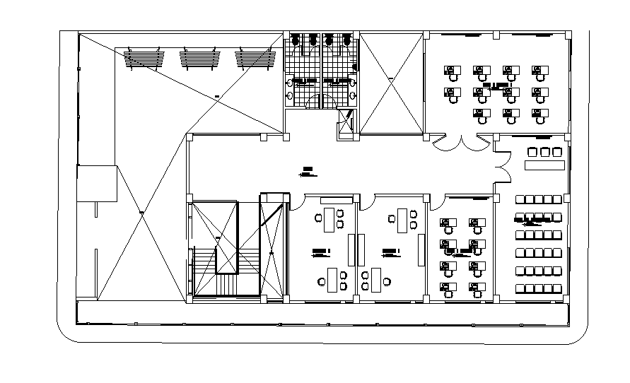 Small office plan is presented in this Autocad 2D file. Download now.