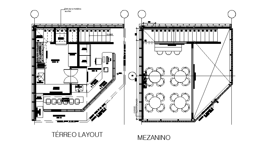 Small refreshment shop is given in this Autocad drawing file. Download now.