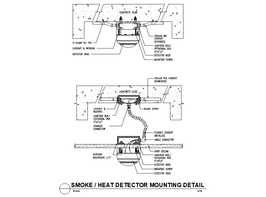 Smoke and Heat Detector CAD Drawing File for Building Safety Layout
