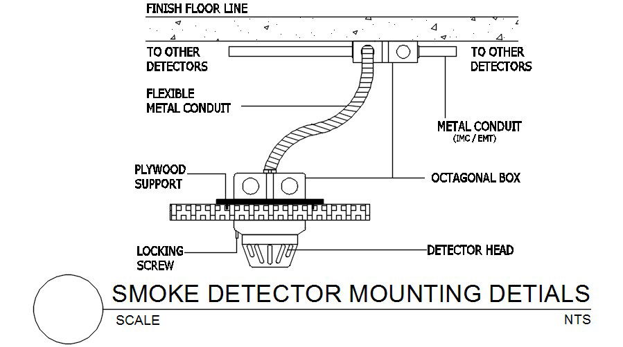 Smoke detector mounting detail. Downl oad free autocad file. | CADBULL