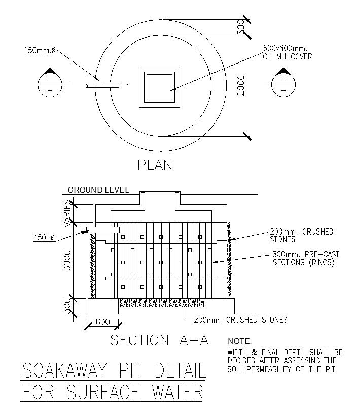 Soak Pit Design DWG CAD Drawing File AutoCAD Layout and Details