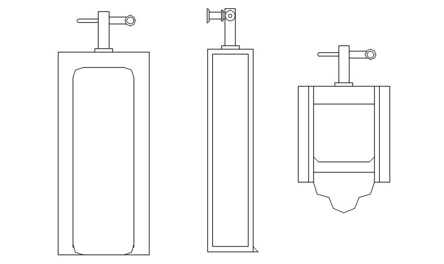 Soap dispenser bottle 2d cad blocks in AutoCAD, dwg file.