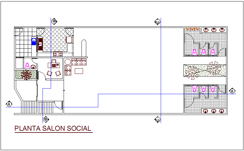 Social living architectural plan dwg file