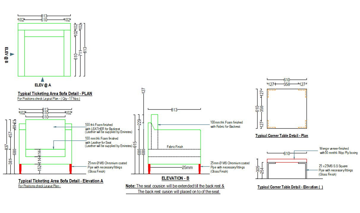 Sofa CAD Blocks DWG File for Furniture Layout Designs