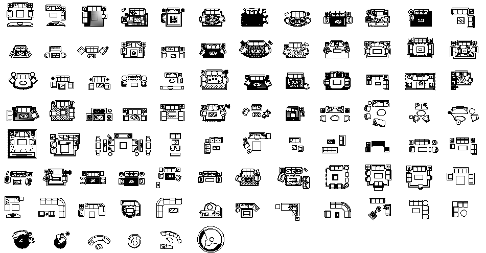 Sofa and Armchair Plan DWG File for Interior Designers