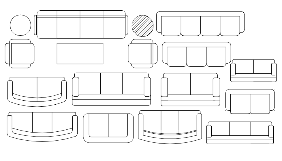 2D DWG Sofa CAD Blocks for AutoCAD Furniture Design