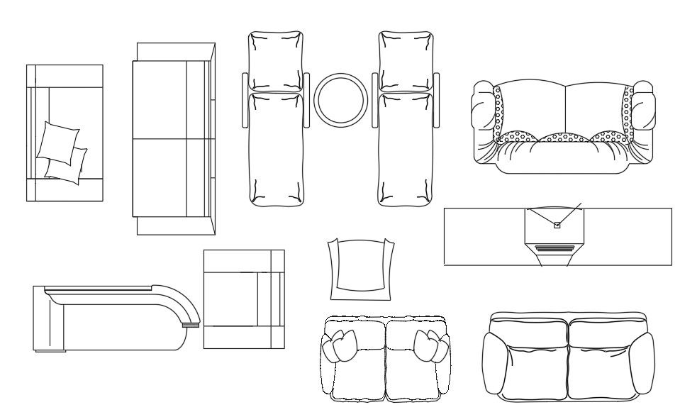 Download Free Sofa Set and Arm Chair CAD Drawing DWG file