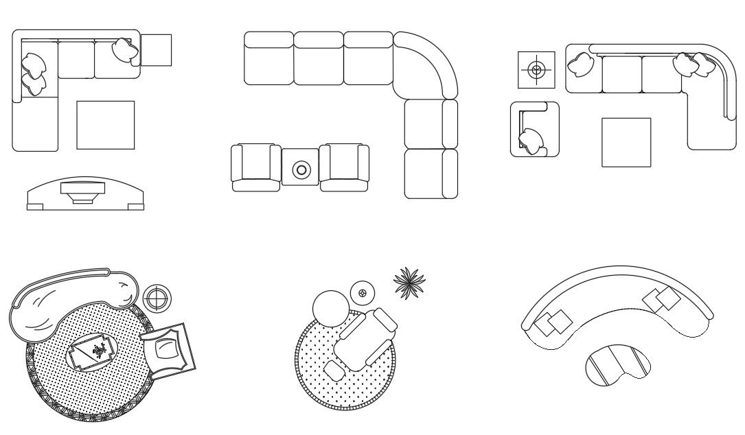 Sofa Set With Arm Chair AutoCAD Blocks DWG File