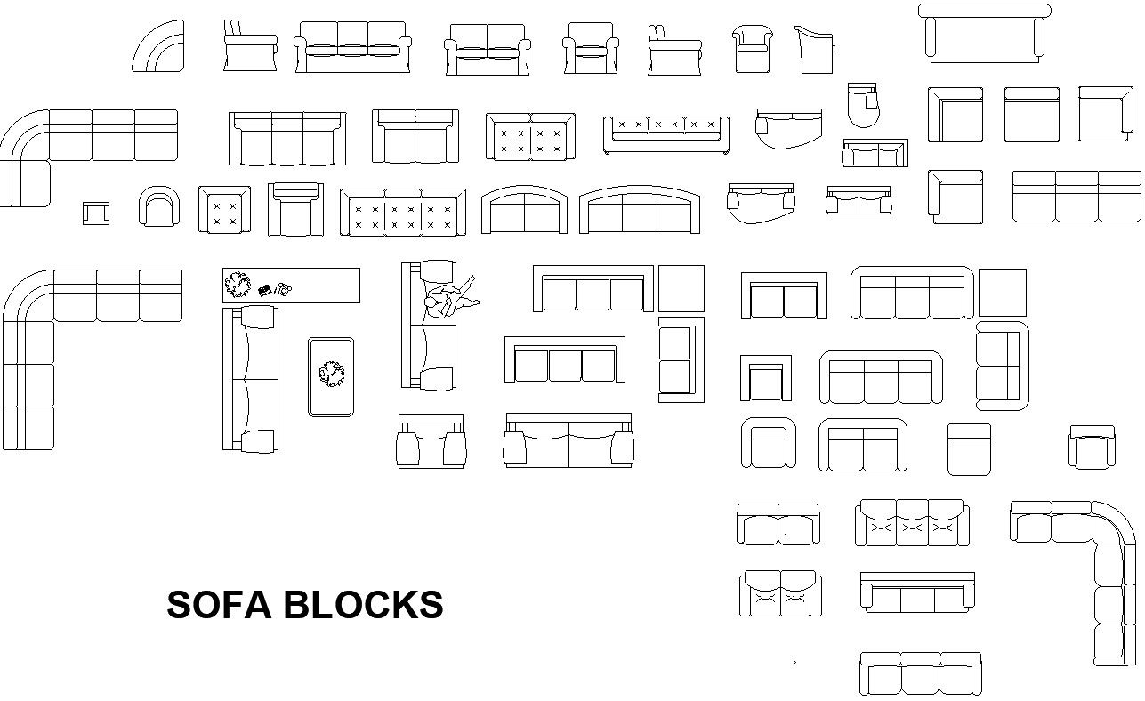 Sofa cad  blocks AutoCAD 2d