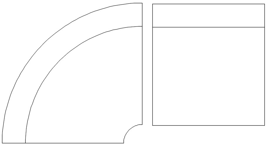 Corner Sofa Seat Detail Drawing with Curved Profile in AutoCAD 2D