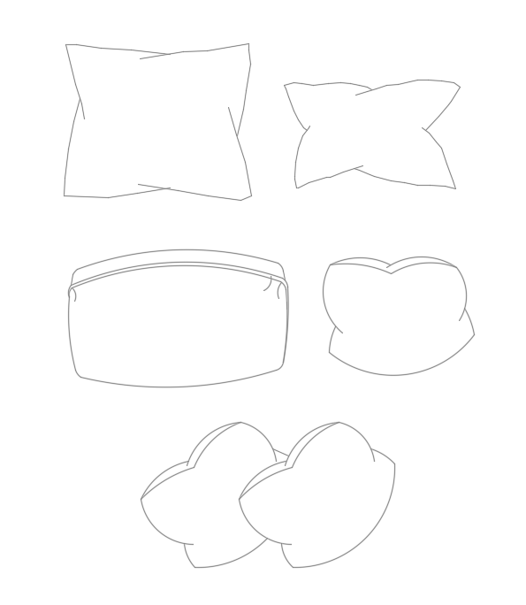 2D AutoCAD Sofa Set Pillow Designs for Home and Office Interiors