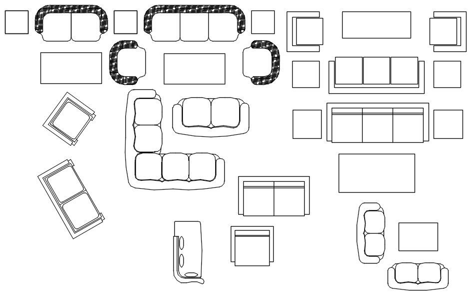 Sofa Set Plan Blocks AutoCAD DWG for Interior Layouts