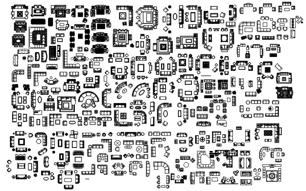 Sofa Set Design CAD Blocks AutoCAD 2D DWG Drawing file