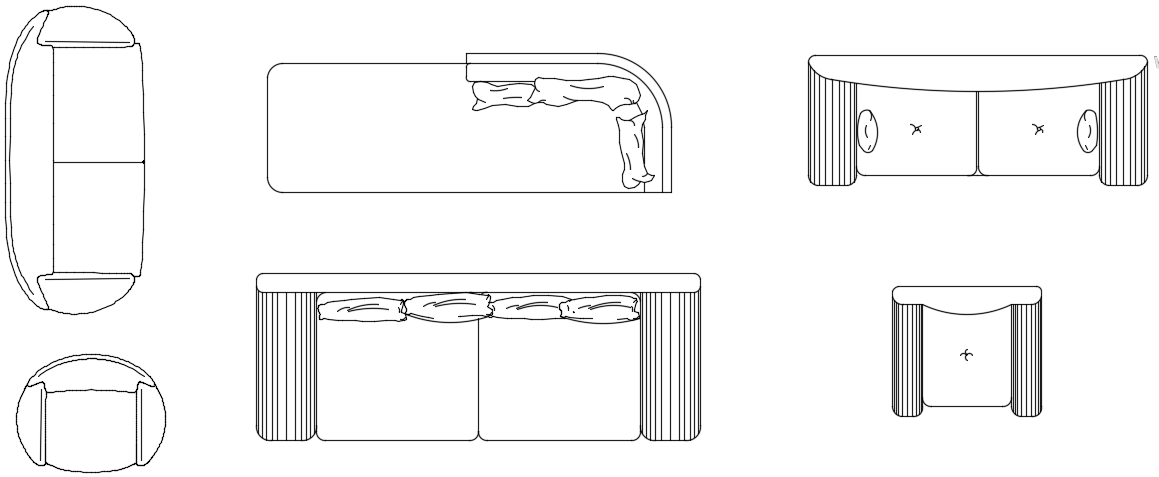 Sofa Top View AutoCAD DWG Furniture CAD Drawing File