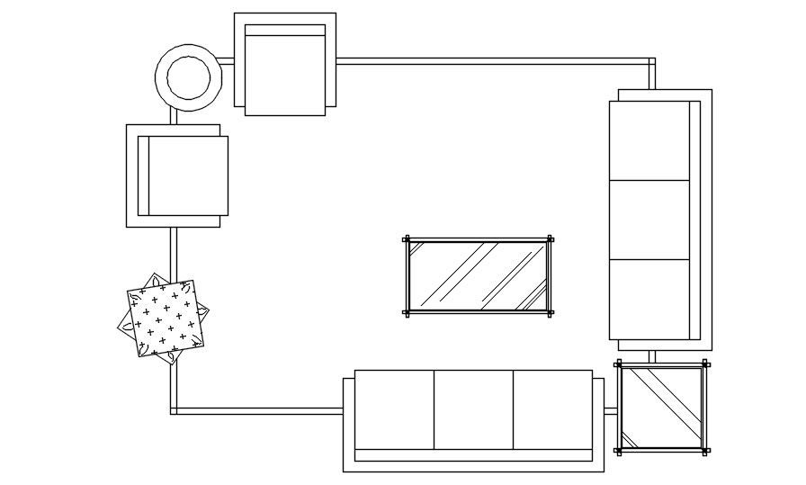 AutoCAD 2D Sofa and Center Table DWG Blocks for Layout