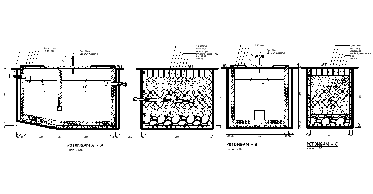 Soil filling details are given in this Autocad drawing file.Download the Autocad model.