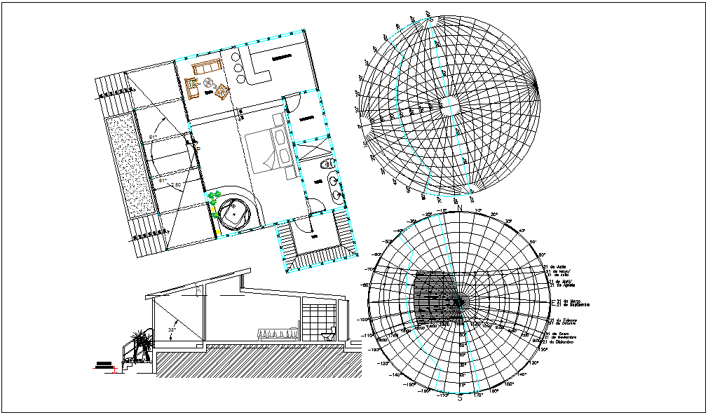 Solar effect at housing building with dwg file