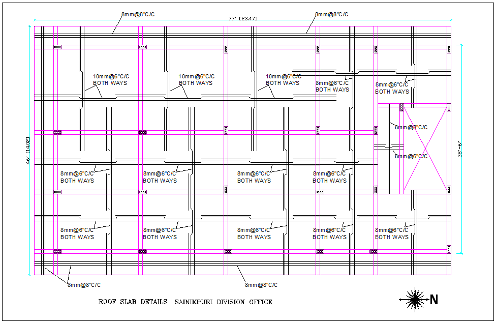 Soldier's division office roof slab view with structural view dwg file