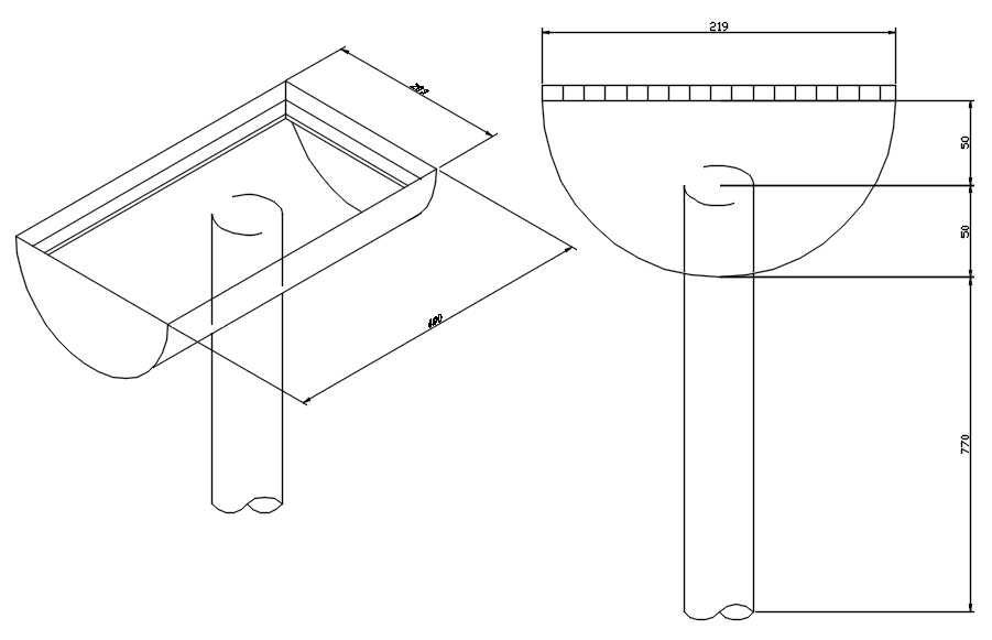 Solid Surface Floor standing Basin in detail AutoCAD drawing, CAD file, dwg file