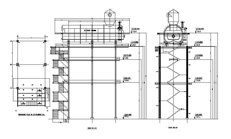 Solution Crystallizer Plant Sectional Elevation Drawing DWG File