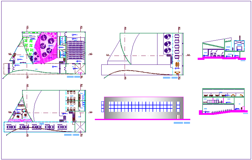 South head residence quarter plan,elevation and section view dwg file