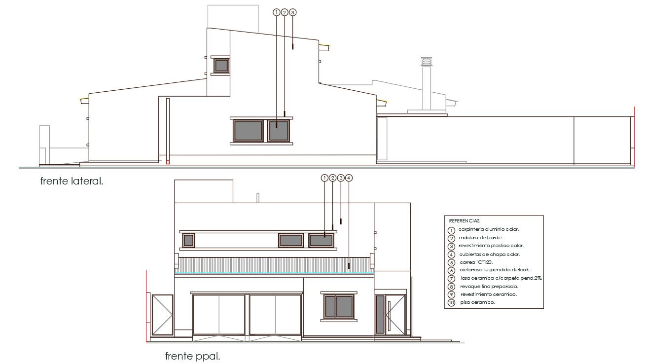 South And East Facing House Elevation Design DWG File