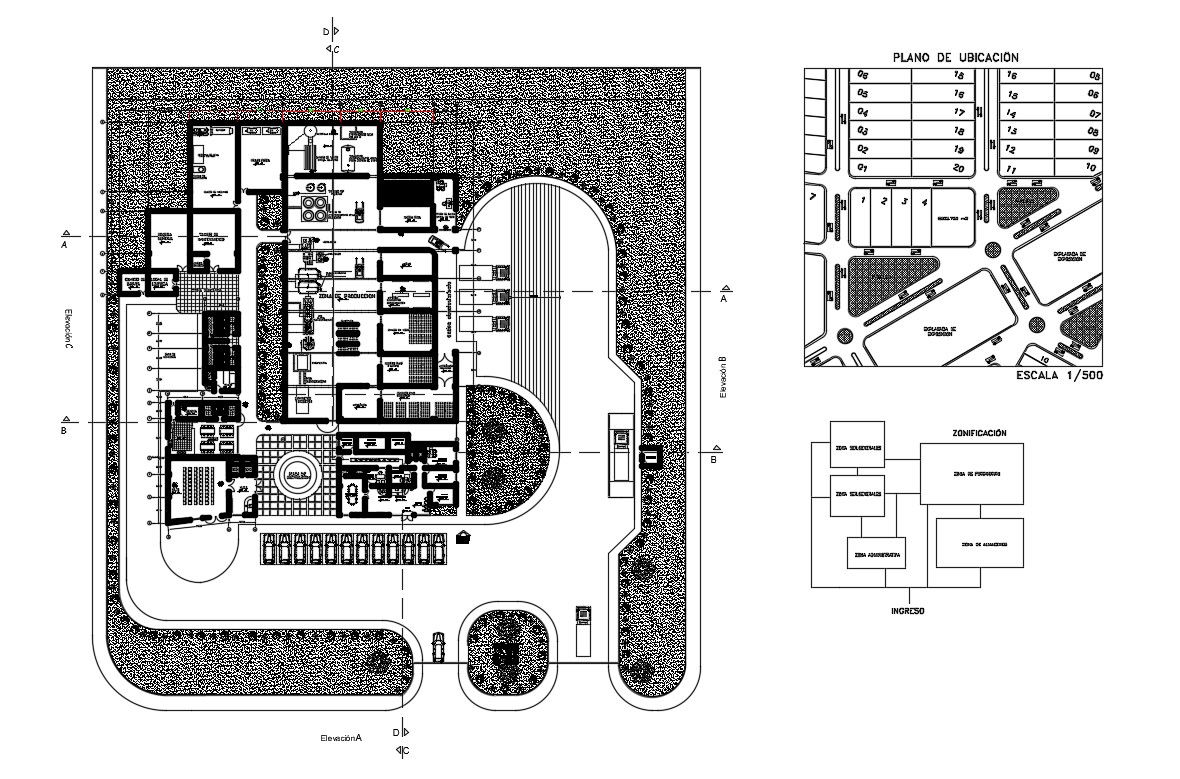 Soybean processing plant distribution plan and auto-cad details dwg file
