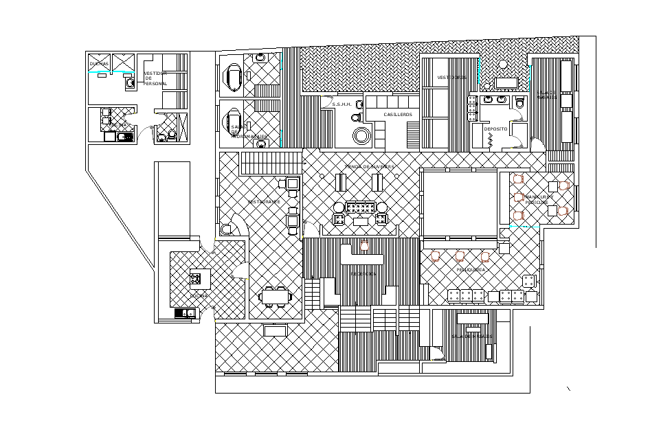 Spa Center Interior Design CAD Drawing DWG File