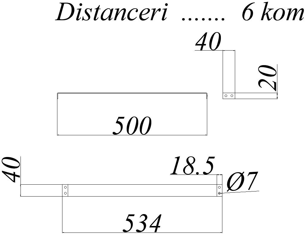 Spacer drawing with detailing and dimensions