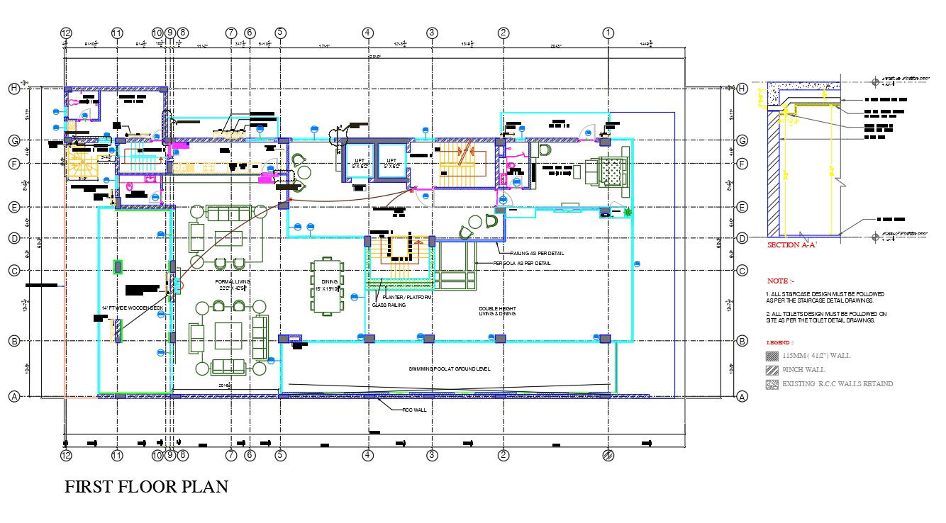Spacious 1 BHK Apartment First Floor Plan AutoCAD File