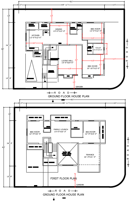 Elegant two-storey house layout plan in CAD Drawing File