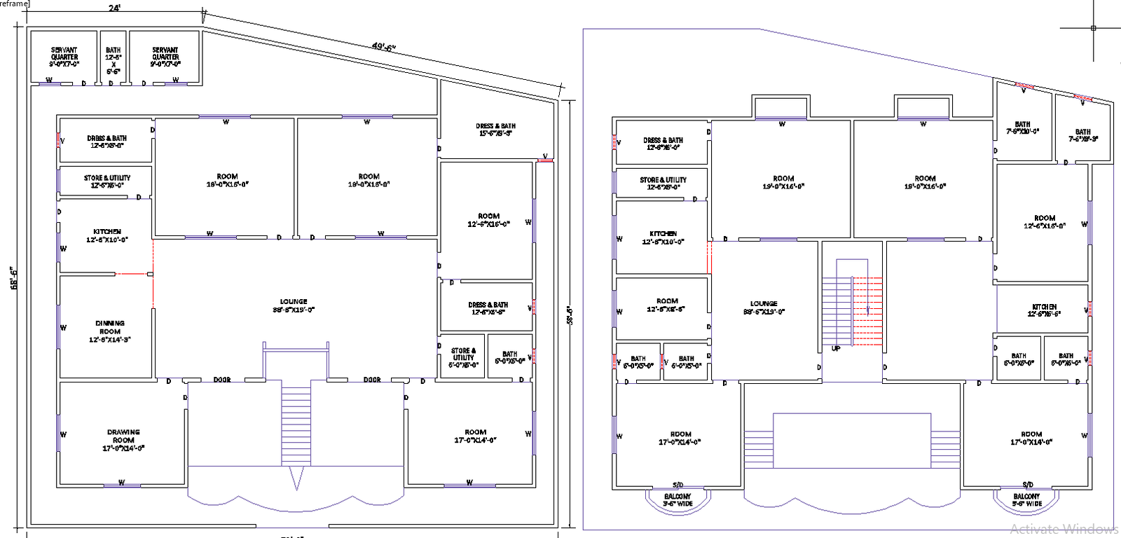 Spacious 72x68 Two-Story House Plan in AutoCAD DWG Format