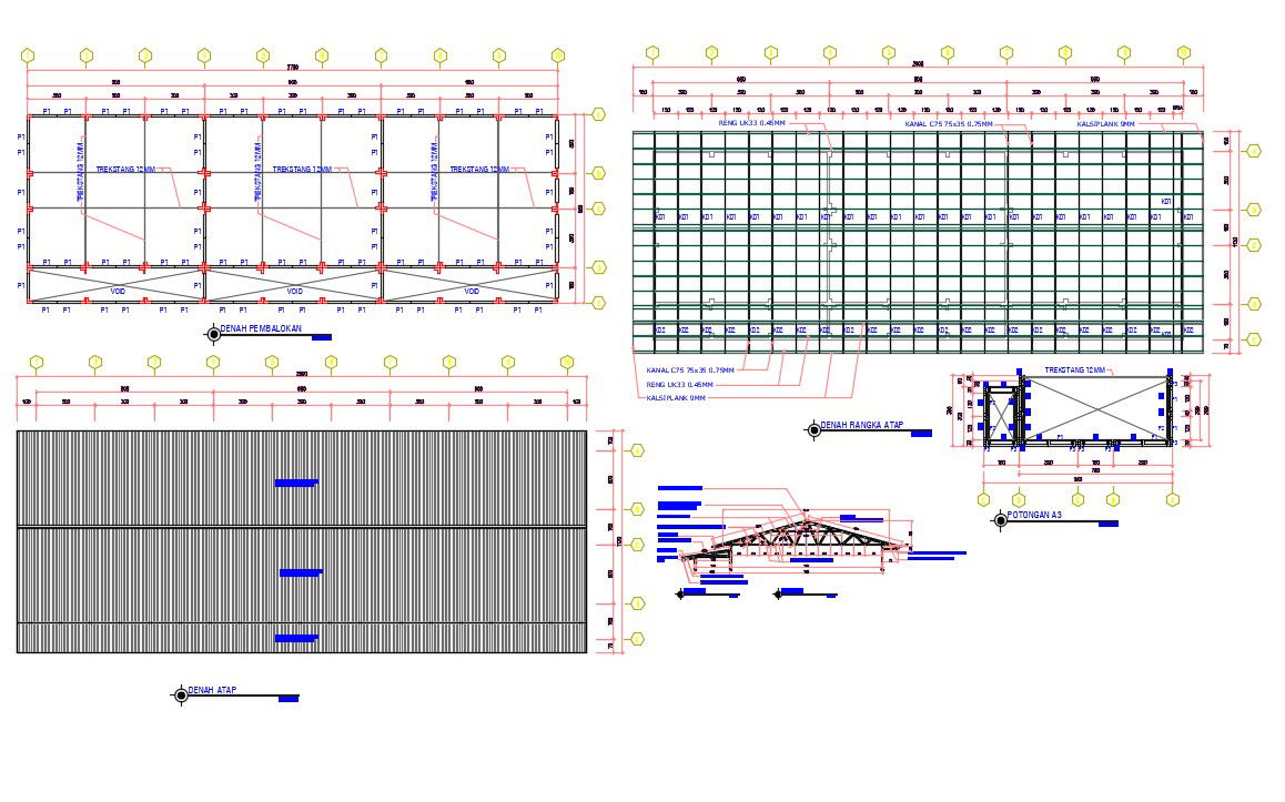 Spandek And Trimdek Roof Installation CAD Drawing
