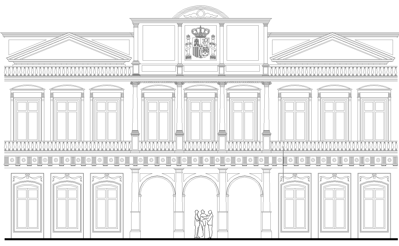 Spanish architecture style elevations design cad files 