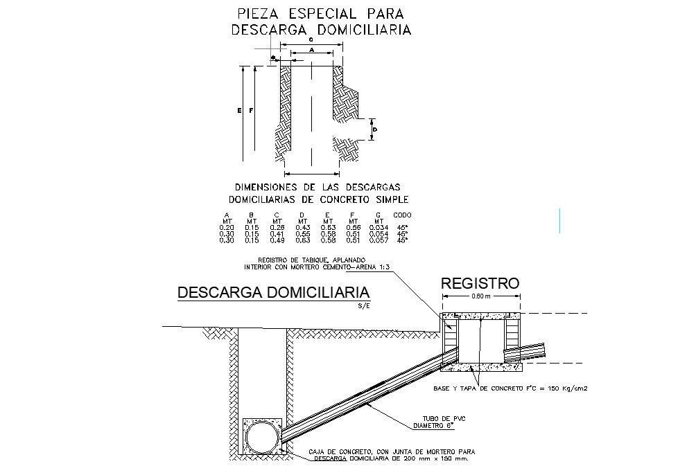 Special piece for home discharge dwg file