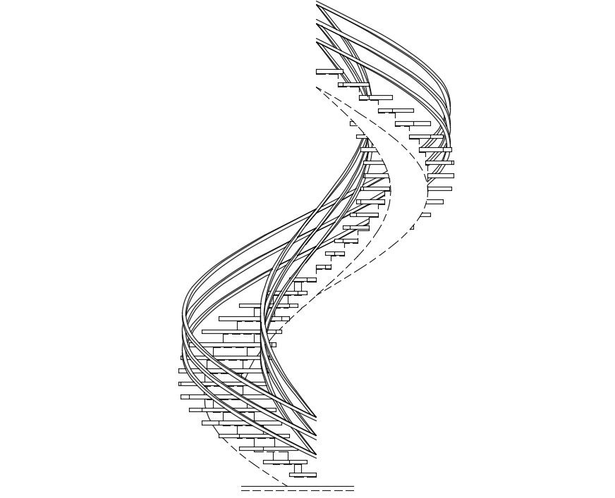 Spiral Staircase Elevation Design 2d AutoCAD Drawing Free Download